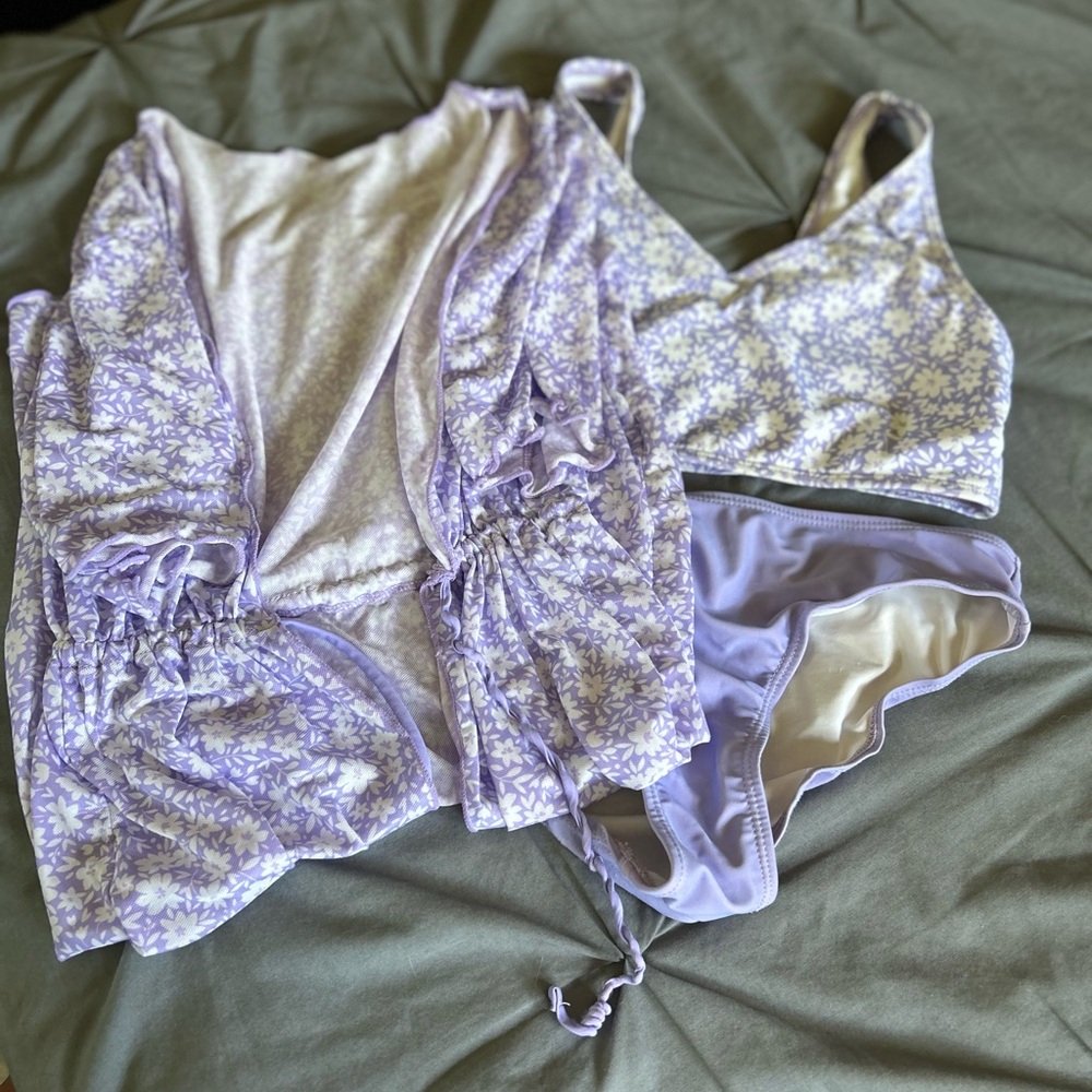 SHEIN Purple Floral Kids Bikini Set